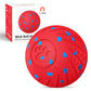 Red textured smart pet toy ball with blue paw-print pattern, 80mm diameter