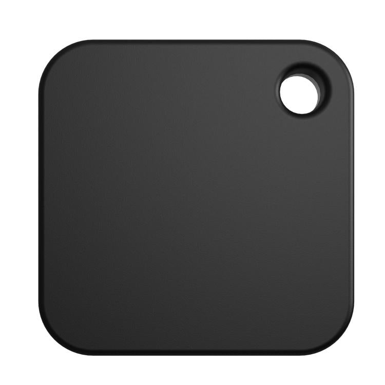 Black square GPS Bluetooth tracker back with top hole and smooth surface.