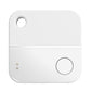 White square GPS Bluetooth tracker with top hole, circular button, and striped bottom panel.