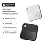 White and black square GPS trackers with top holes and circular buttons.