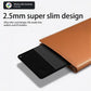 Black thin smart card GPS Bluetooth tracker inserted into a brown leather wallet slot.