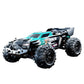 Green remote control off-road truck with 4WD rugged tires and front grille