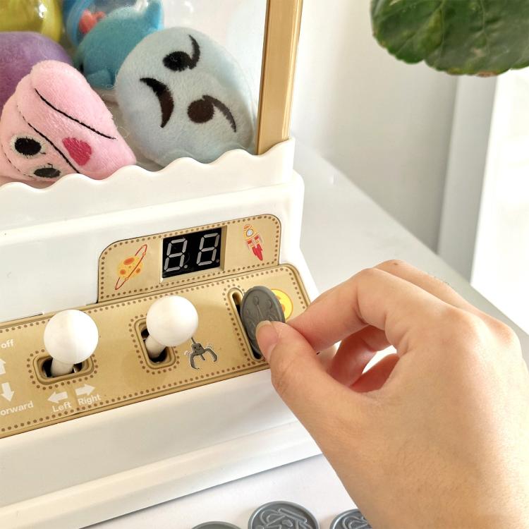 Mini claw game machine control panel with digit screen and hand pressing lever