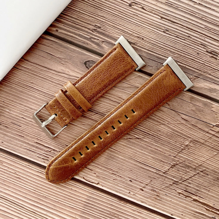 Crazy Horse Texture Genuine Leather Replacement Strap Watchband, For OPPO Watch 41mm, For OPPO Watch 46mm