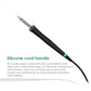 Soldering iron with silicone cord handle and angled metal tip