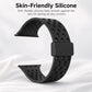 Black flexible silicone watch band with perforations and magnetic clasp