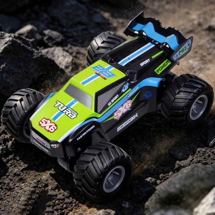 Green and blue amphibious 4WD remote control off-road car with oversized tread tires