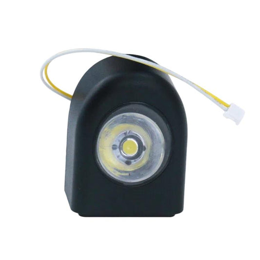 LED headlight for Xiaomi Mijia M365, black housing with circular LED lens and wiring