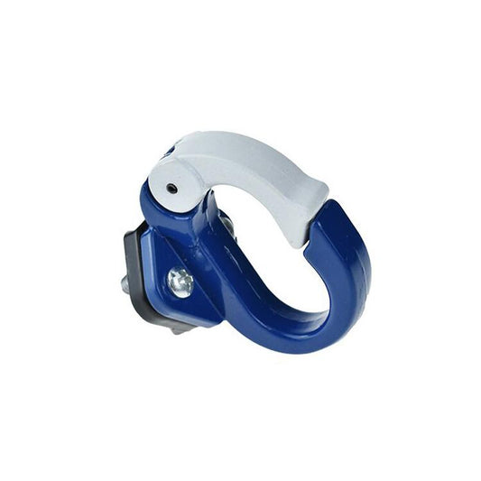 Blue alloy steel front scooter hook with mounting bolt and clamp