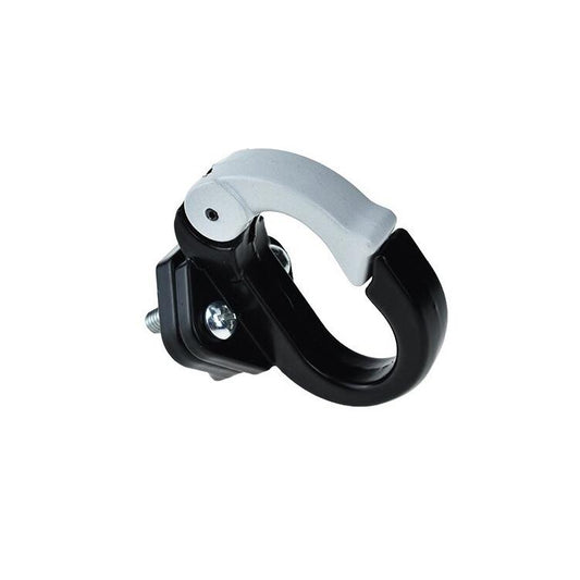 Black alloy steel front scooter hook with mounting bolt and clamp