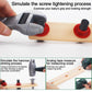 Children's tool set toy drill with hammer and tape measure accessories on wood