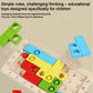 Children's wooden magic cube block puzzle with multicolor cubes assembled on base