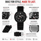 SANDA student wristwatch with black silicone strap and round black star dial