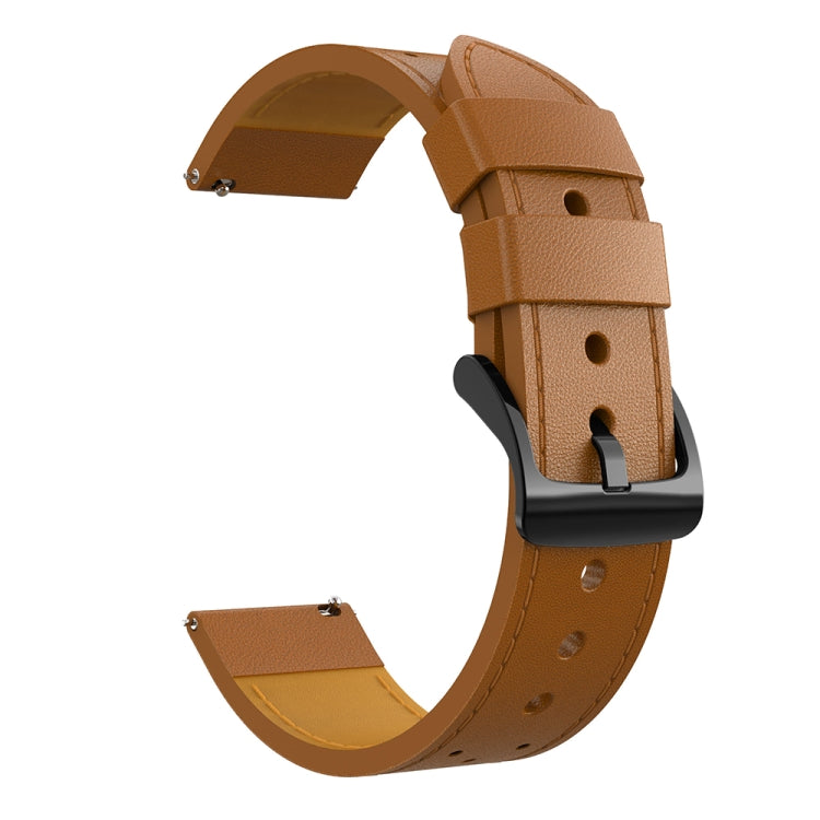 For Samsung Galaxy Watch 3 45mm Round Hole Line Genuine Leather Replacement Strap Watchband