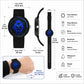 Student watch side view with black nylon strap and round case; size and material callouts shown