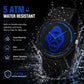 Water-resistant student watch with black nylon strap and blue anime-style dial, 5 ATM styling