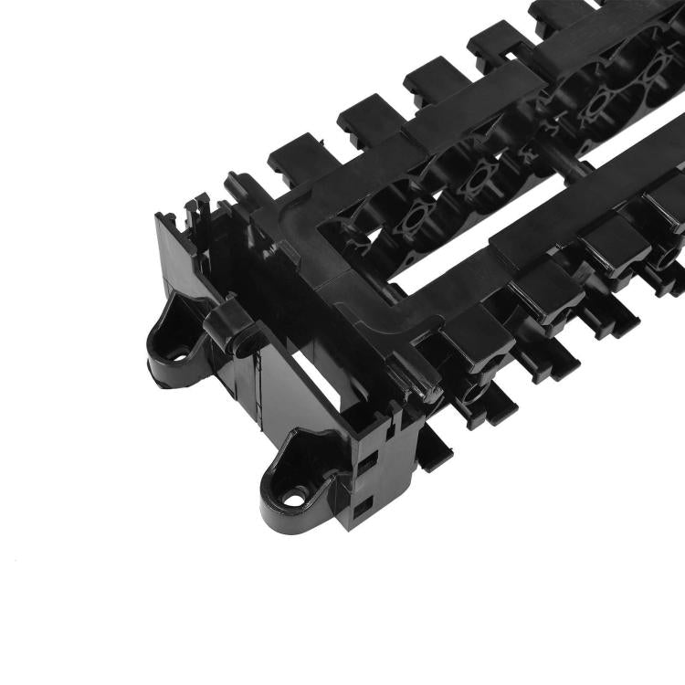 Electric scooter battery plastic frame, black end section with circular holes and ports