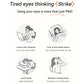 Heat-compress eye massager infographic with four eye-strain scenarios