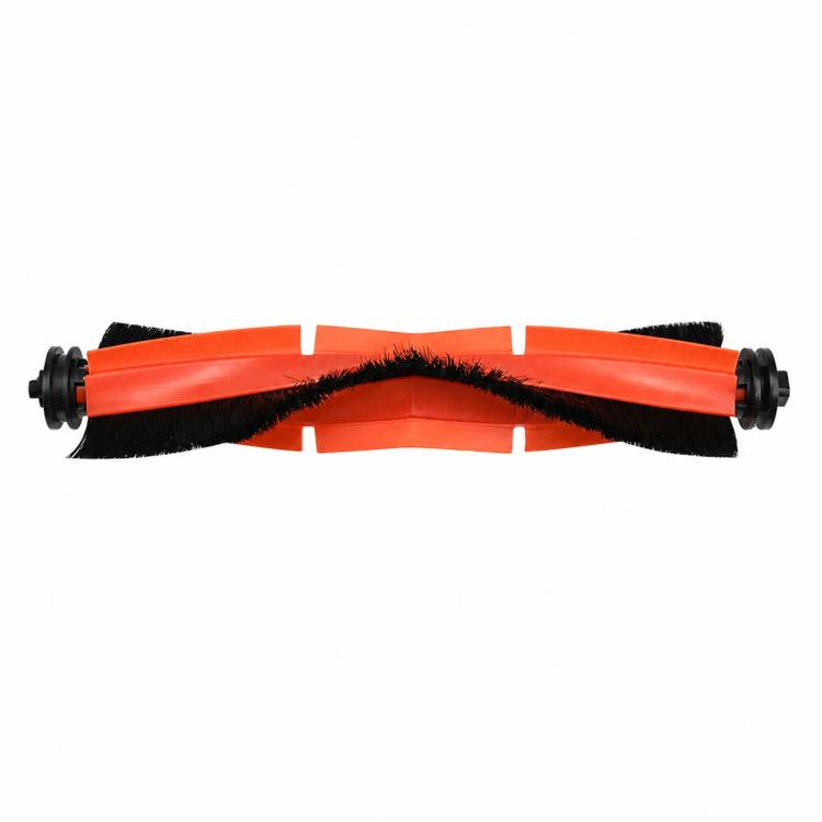 Orange and black V-shaped main roller brush with end caps for robot vacuums
