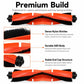 Main roller brush with dense nylon bristles and durable orange ABS body