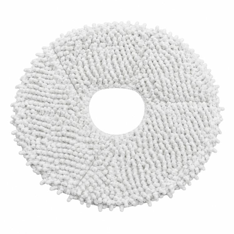 White microfiber mop pad with center hole for robot vacuum replacement