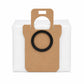 White dust bag with brown paper collar and circular opening for robot vacuum replacement