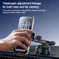 Adjustable suction cup phone holder with telescopic arm, phone secured in cradle