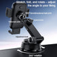 Car phone mount with 360° rotating ball joint and telescopic pole, black clamp