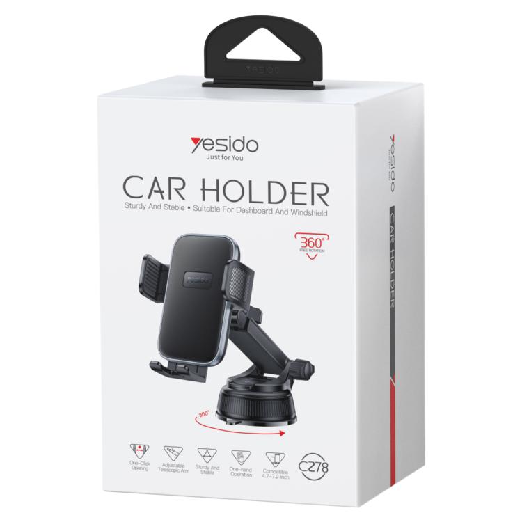 Yesido C278 car holder box for suction cup phone mount, 360° adjustable