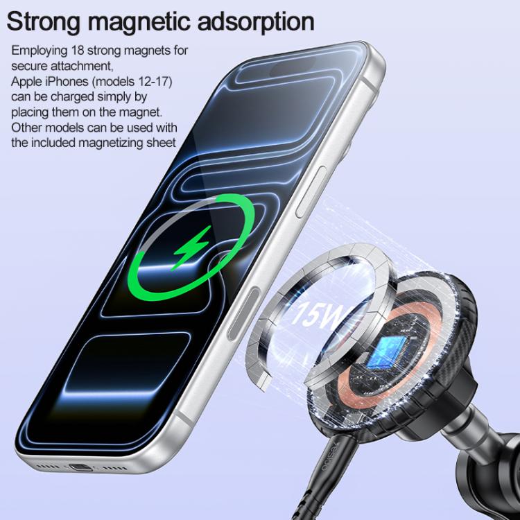 Yesido wireless charging magnetic mount with phone contact disc and clamp arm