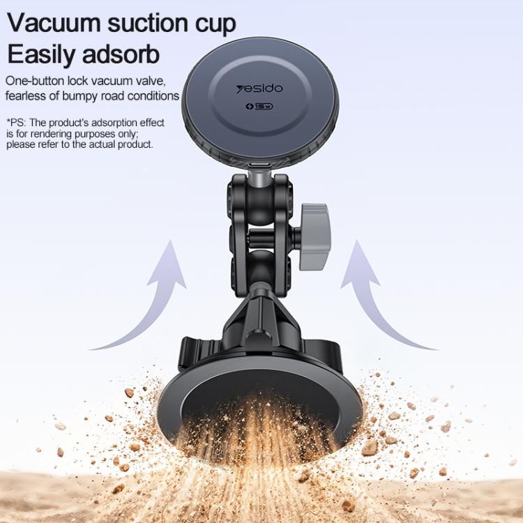 Yesido vacuum suction cup magnetic holder with round base and adjustable support arm