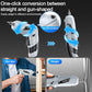 White cordless electric screwdriver converting between straight and gun-shaped modes