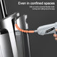 White cordless electric screwdriver with long extension for work in tight spaces