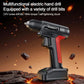 Cordless electric drill driver with red grip and front bit chuck, ready to drill