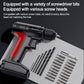 Cordless electric drill driver with included drill and screwdriver bits on tray