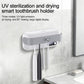 Wall-mounted UV toothbrush sterilizer dryer holder in white and gray with digital screen