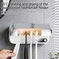 Four-slot UV toothbrush sterilizer dryer holder with warm heating glow and digital timer