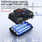 Black headlamp battery case with 5400mAh capacity and power indicator lights