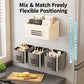 Two-piece magnetic kitchen storage basket set in light and gray metal, wall-ready