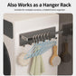 Magnetic kitchen hanger rack with long bar and multiple hooks for hanging items