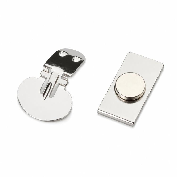 Magnetic shirt tie clip set with two metal clips for holding ties in place