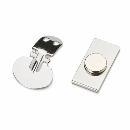 Magnetic shirt tie clip set with two metal clips for holding ties in place