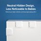 White concealed drawer safety locks, multiple units with rounded circular buttons