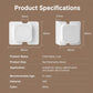 White baby safety lock with circular button, product size diagram with measurements