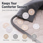 Round snap fasteners with beige and white discs, holding quilt layers in place