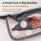 Round duvet fastener discs with snap centers, attached along quilt edge