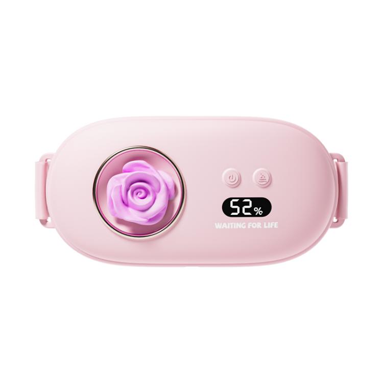 Pink oval warming waist belt with rose heater center and side straps