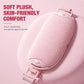 Pink plush warming waist belt with soft fabric cover and adjustable strap buckle