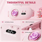 Pink warming waist belt control panel with rose icon and 52% waiting display