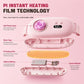Pink warming waist belt open to show heating film and internal battery module